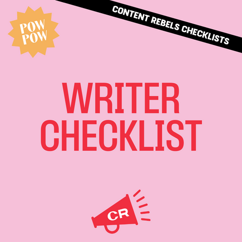 writer checklist text on pink background